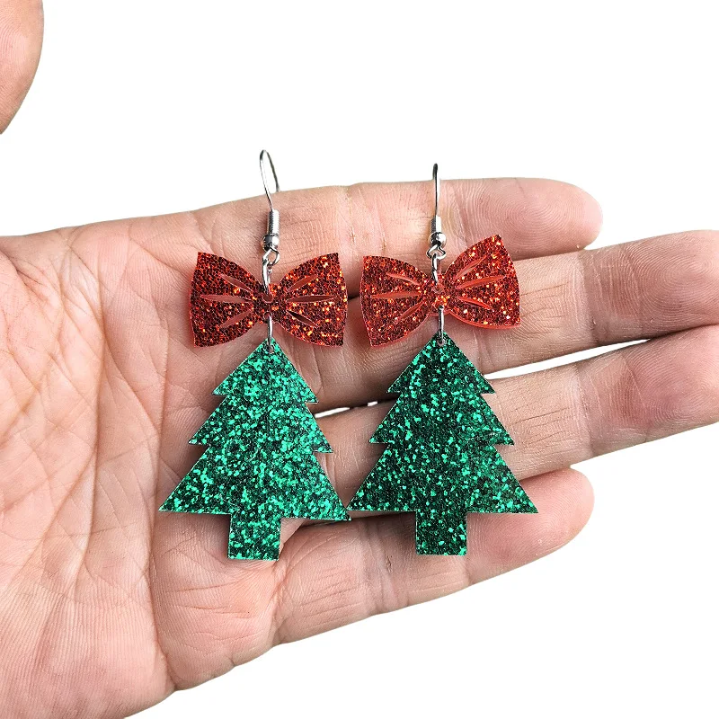 Зеленые рождественские серьги в виде порошка блестящие золотые Луки Женская