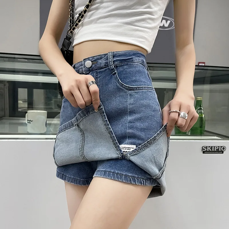 

[Ii Wang] Women look slim and high-Waist The Edge Hip Wrap a Lite Thin Denim skirt Short skirt