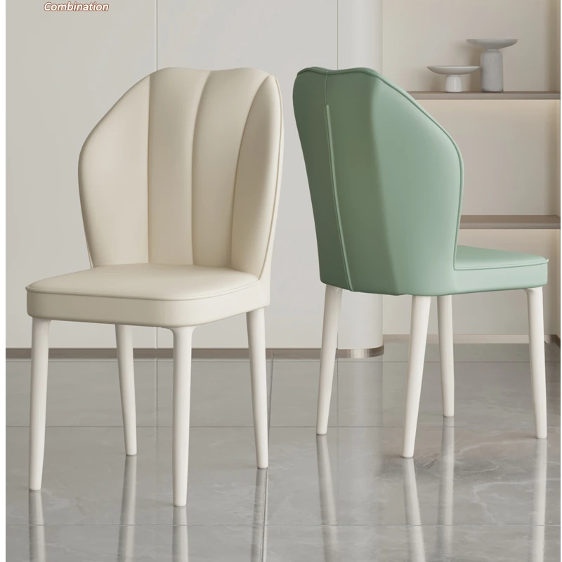 

Nordic leather dining chair minimalist Modern restaurant Furniture INS Cream style soft chair Home coffee casual backrest stool