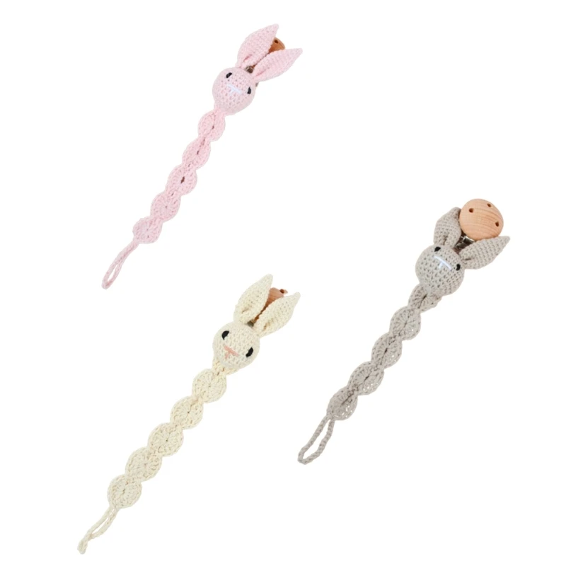 

Rabbit with Long Ears Dummy Clip for Baby Boys & Girls Pacifier Clip Holder Gift
