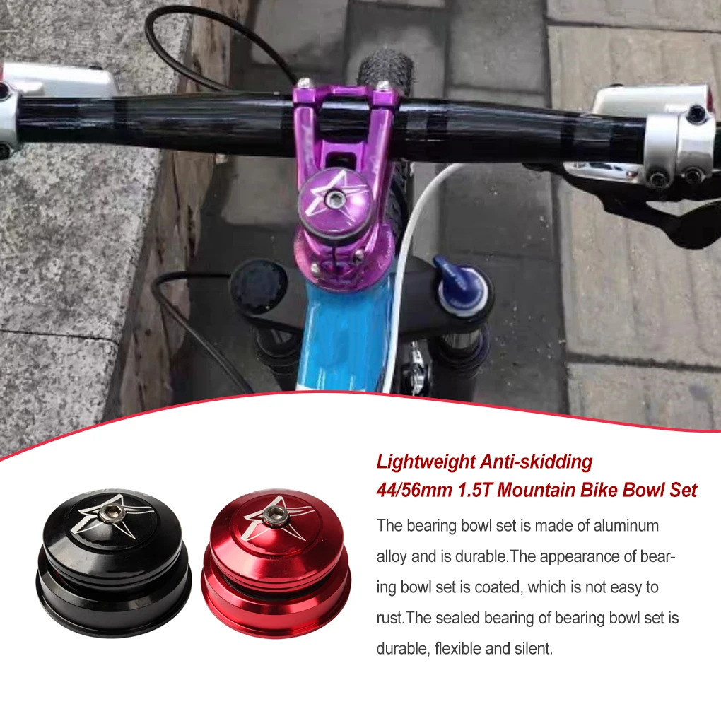 

Велосипедная гарнитура с подшипником, 44 дюйма, 56 мм, Набор чашек для горного велосипеда, удобная нажимная черная вилка из алюминиевого сплава со встроенной прямой трубкой