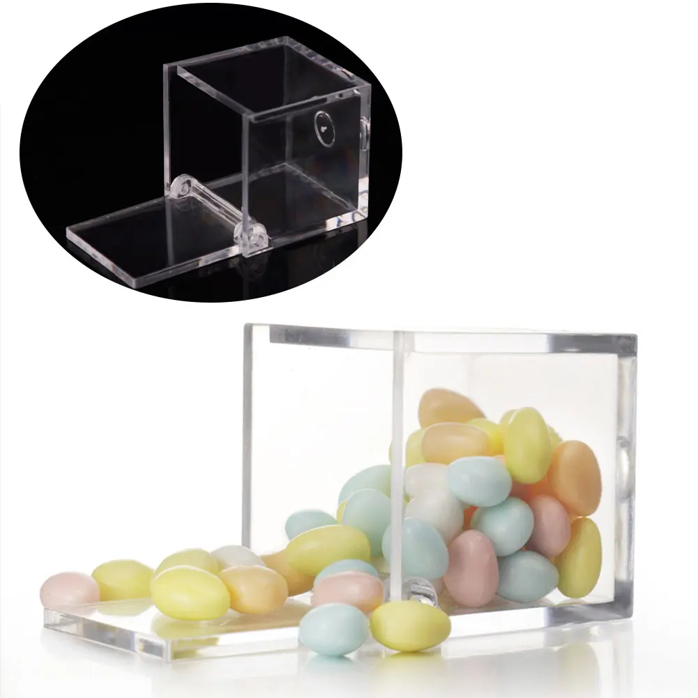 

12pcs Home Decor Clear Square Box With Lid Baby Shower Display Cube DIY Crafts Gift Wedding Party Candy Storage Waterproof