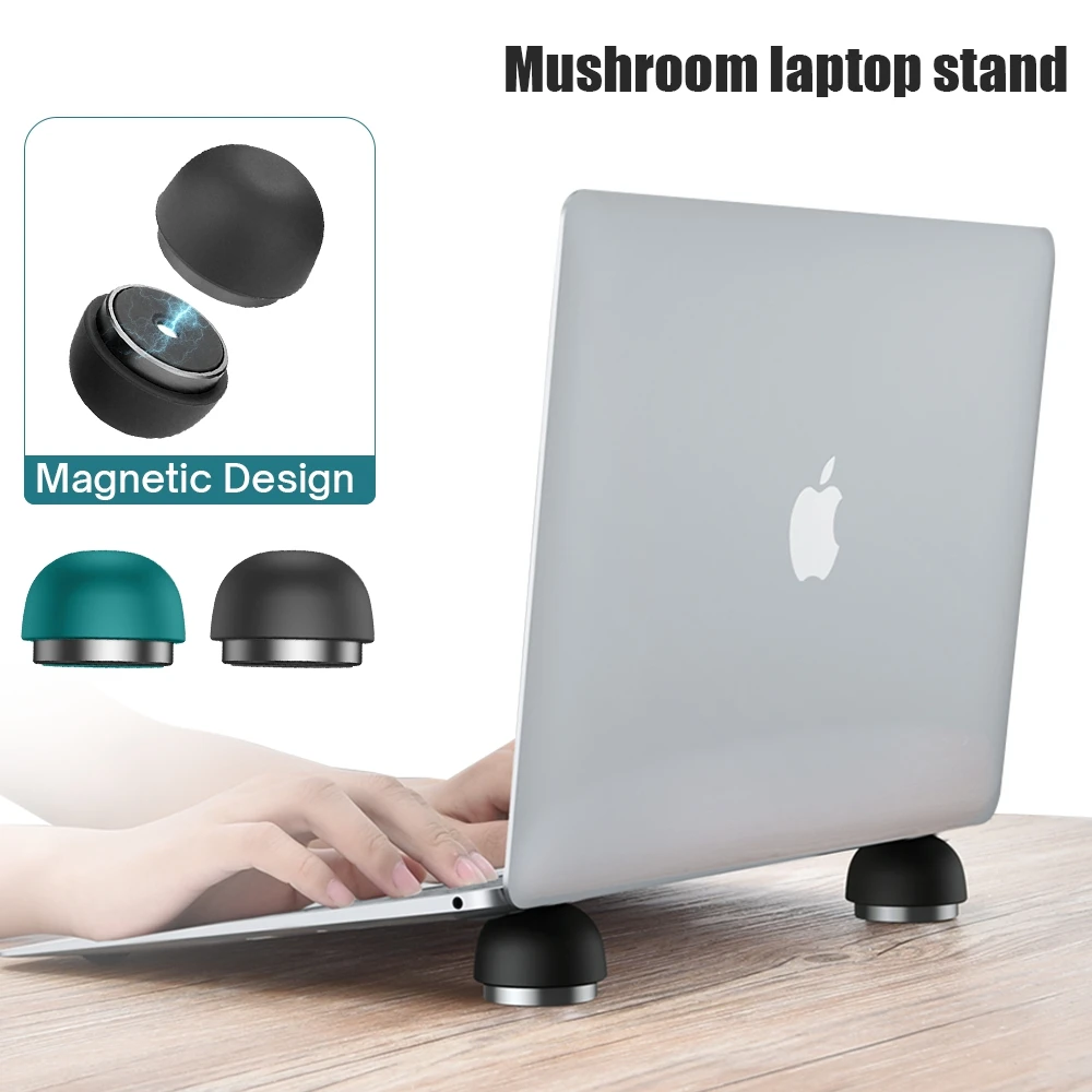

Mini Laptop Stand Protable Mushroom Magnetic Holder Foldable Cooler Non-slip Notebook Bracket For 11-17 inch Macbook Pro Air