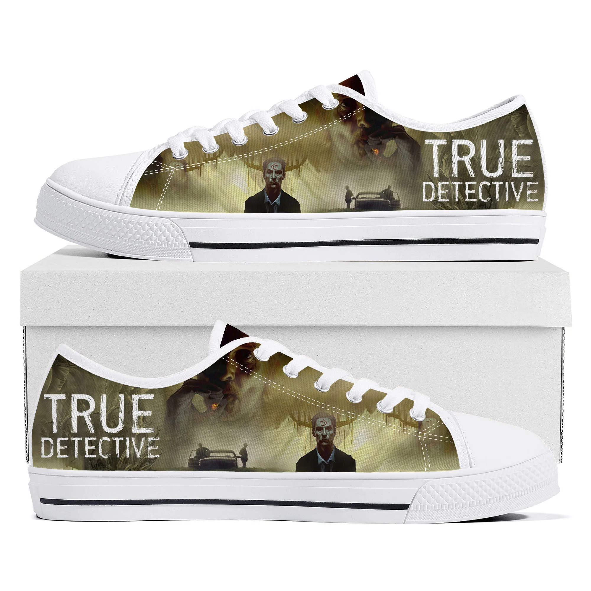

True Detective Low Top Sneakers Mens Womens Teenager Canvas High Quality Sneaker Casual Custom Made Shoes Customize DIY Shoe