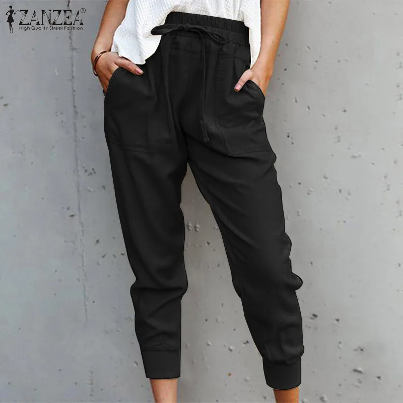 

ZANZEA Women Casual Solid Long Pants Vintage High Waist Harem Trousers Spring Trousers Loose Pantalon Turnip Palazzo Oversized