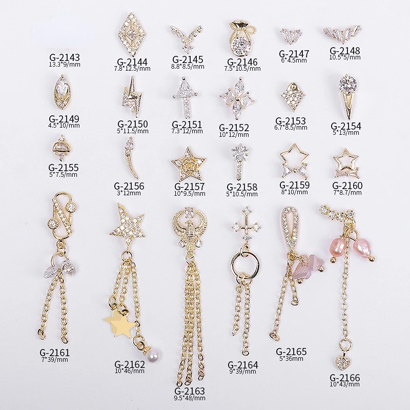 

Nail Art Accessories Pentagram Chain Pendant Real Gold Zircon Micro Inlaid Nail Diamond Decoration G2143 Nail Art