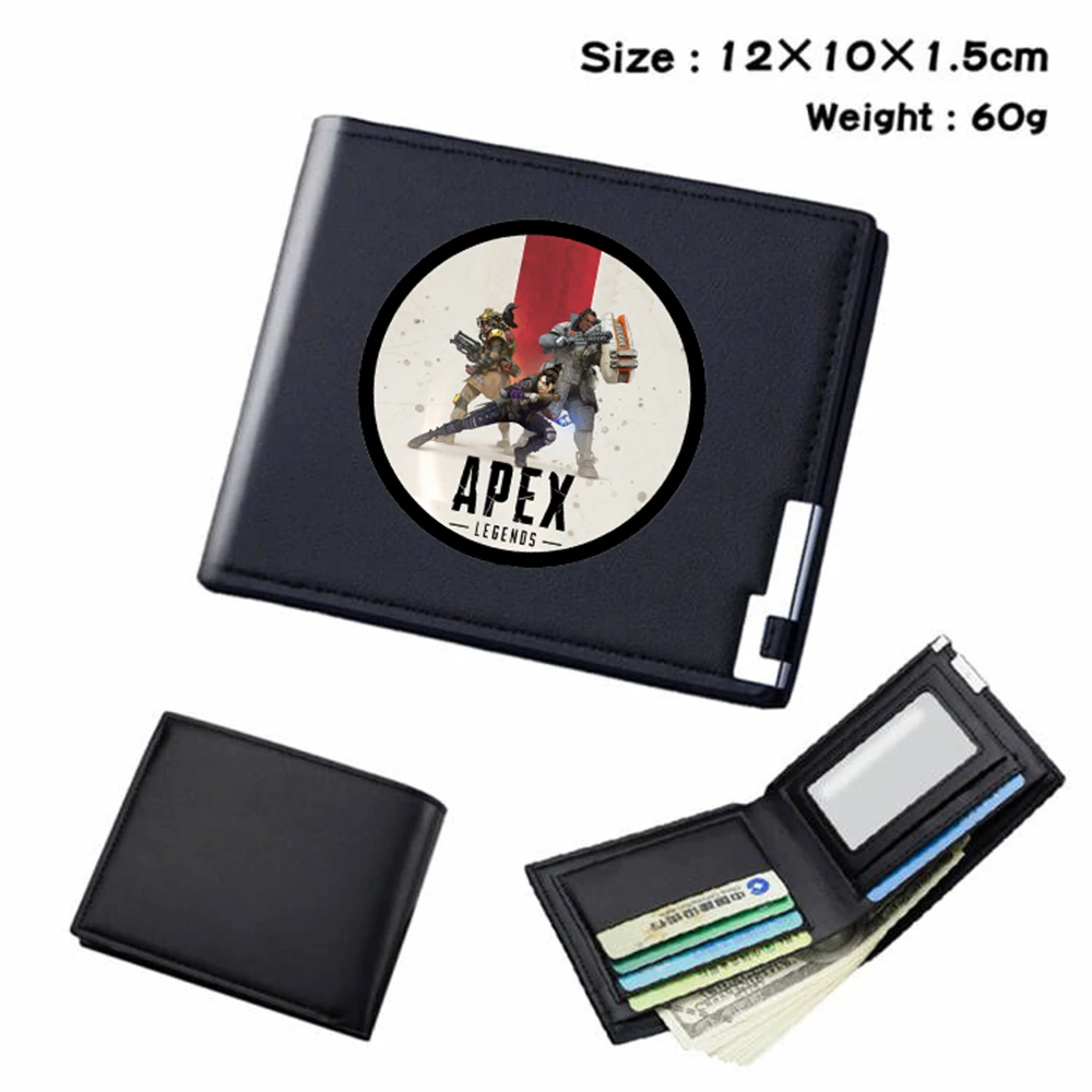 

Game Apex Legends PU Wallet Short Bifold Fashion Student Purses Photo Card Holder Otaku Men's Women's Leather Black Wallets Gift