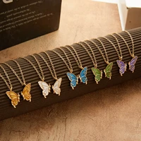 1pair beauty butterfly pendant necklaces for women lover korean fashion fine chain chokers friendship summer jewelry gifts