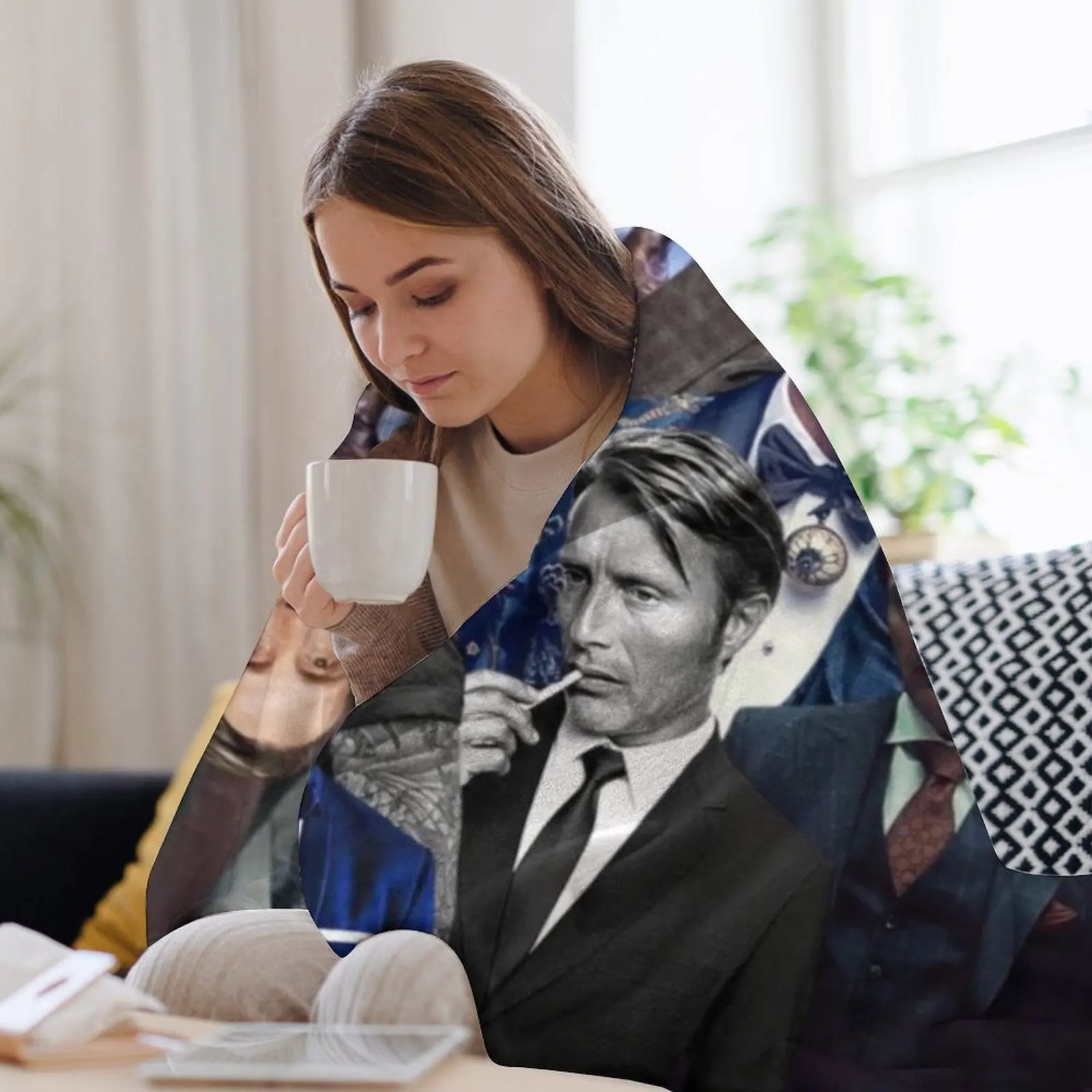 Mads Mikkelsen фотоколлаж Плед Декоративные Кровати Дизайнеры Мягкие Большие
