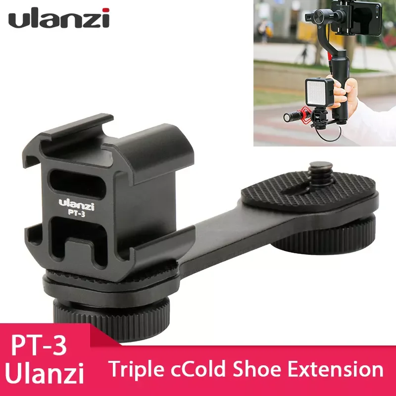 

Ulanzi PT-3 Triple Hot Shoe Mount Adapter Microphone Extension Bar for Zhiyun Smooth 4 DJI Osmo Pocket Gimbal Accessories