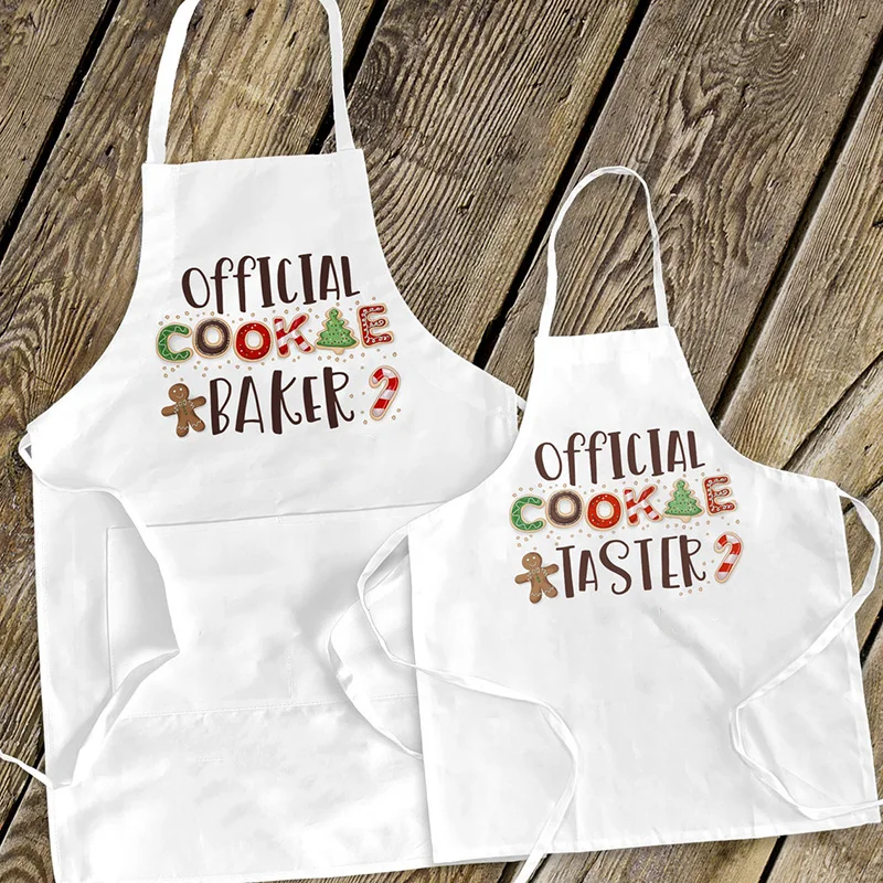 

official cookie baker taster grandpa grandma dad mom Son Daughter family apron Merry Christmas Holiday Xmas Eve decoration gift