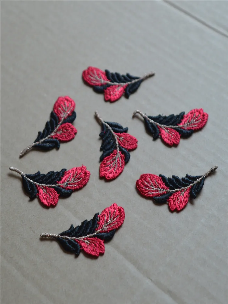 10 шт./лот размер 6*4 см блестящая черная красная цветочная аппликация вышитая
