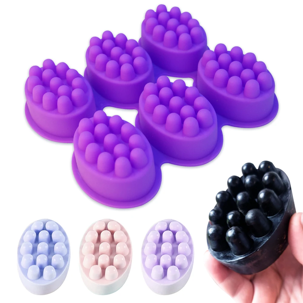 

3D Handmade Silicone Soap Molds Oval Shape Massage Therapy Soap Mould DIY Essential Oil Soaps Making Supplies Resin Crafts Tools