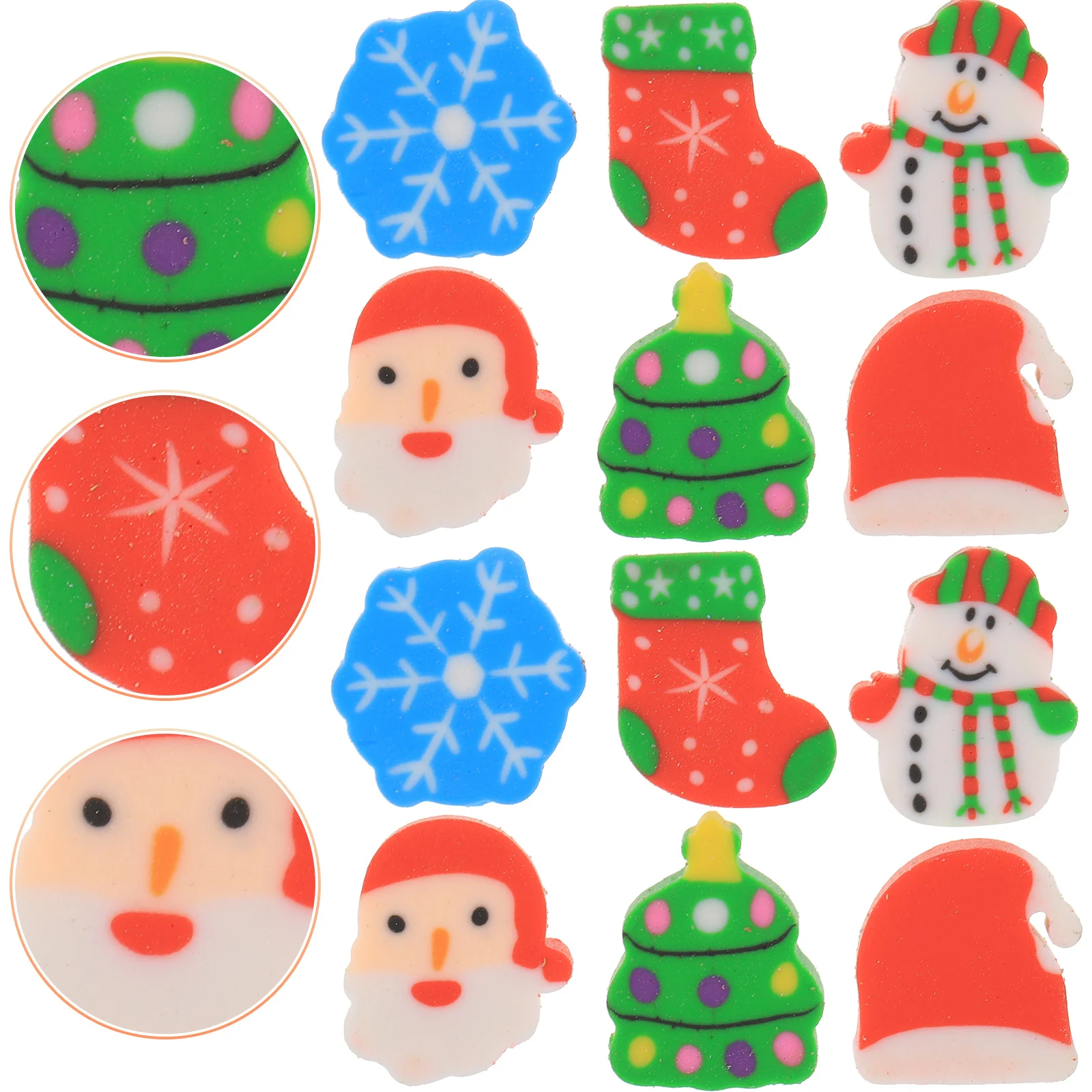 

Erasers Christmas Eraser Kidsmini School Goodie Tree Novelty Cute Claus Snowman Santa Small Holiday Students Prize