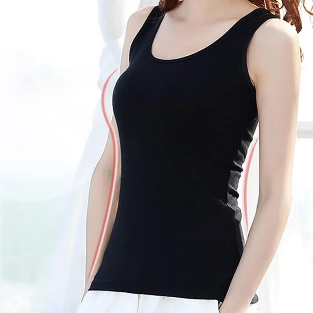 

Women White Vest tops Bottoming Vest Neck Sleeveless Sports Top Summer Women Gym Women's Tank Top