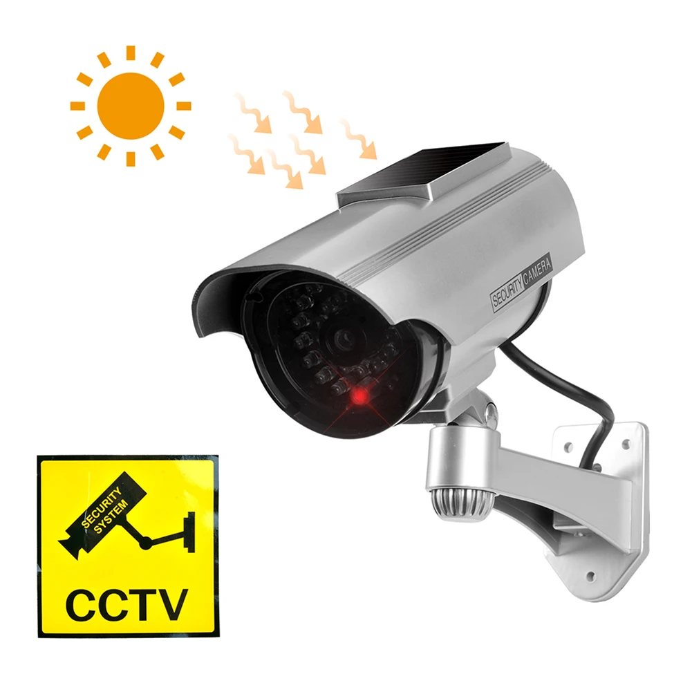 

Fake Dummy Camera Waterproof Outdoor Indoor Solar Security CCTV Surveillance Camera With Flashing Red LED Light Monitor