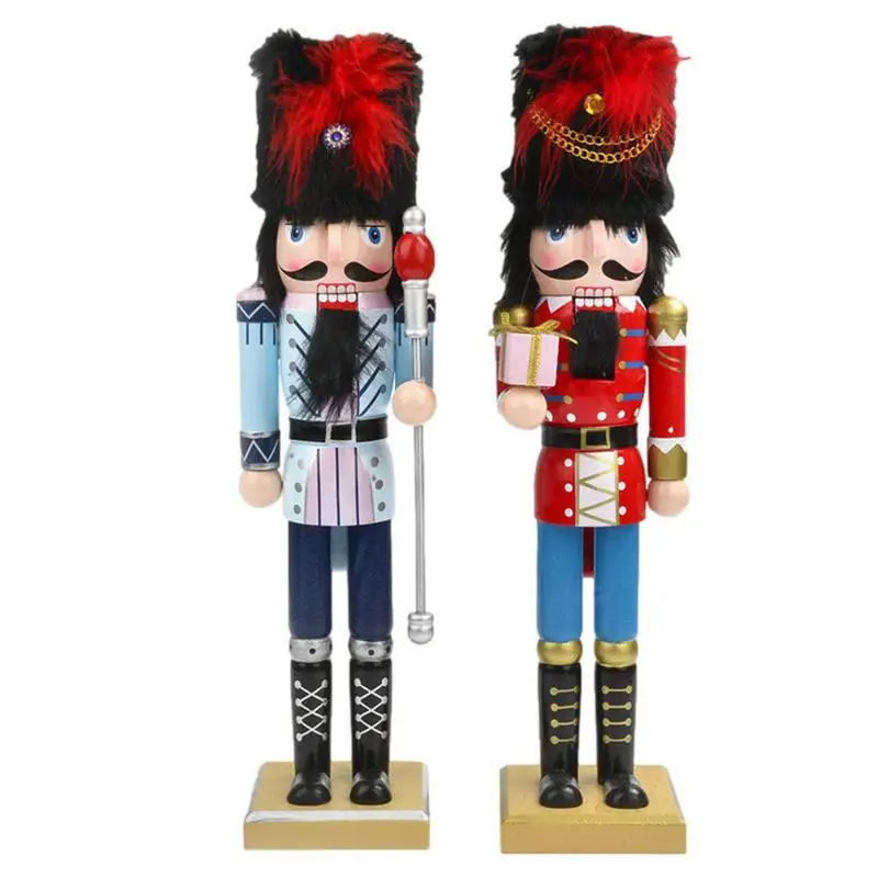 

Wooden Nutcracker Soldier Creative Vintage Puppet Spectular Desktop Handmade Figurines Soldier Tabletop Christmas Decorations