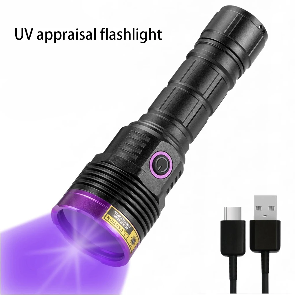

Ultraviolet Light UV Flashlight Multifunction Torch Illumination Wearable Currency Detection Camping Hiking SV51 365 USB Battery
