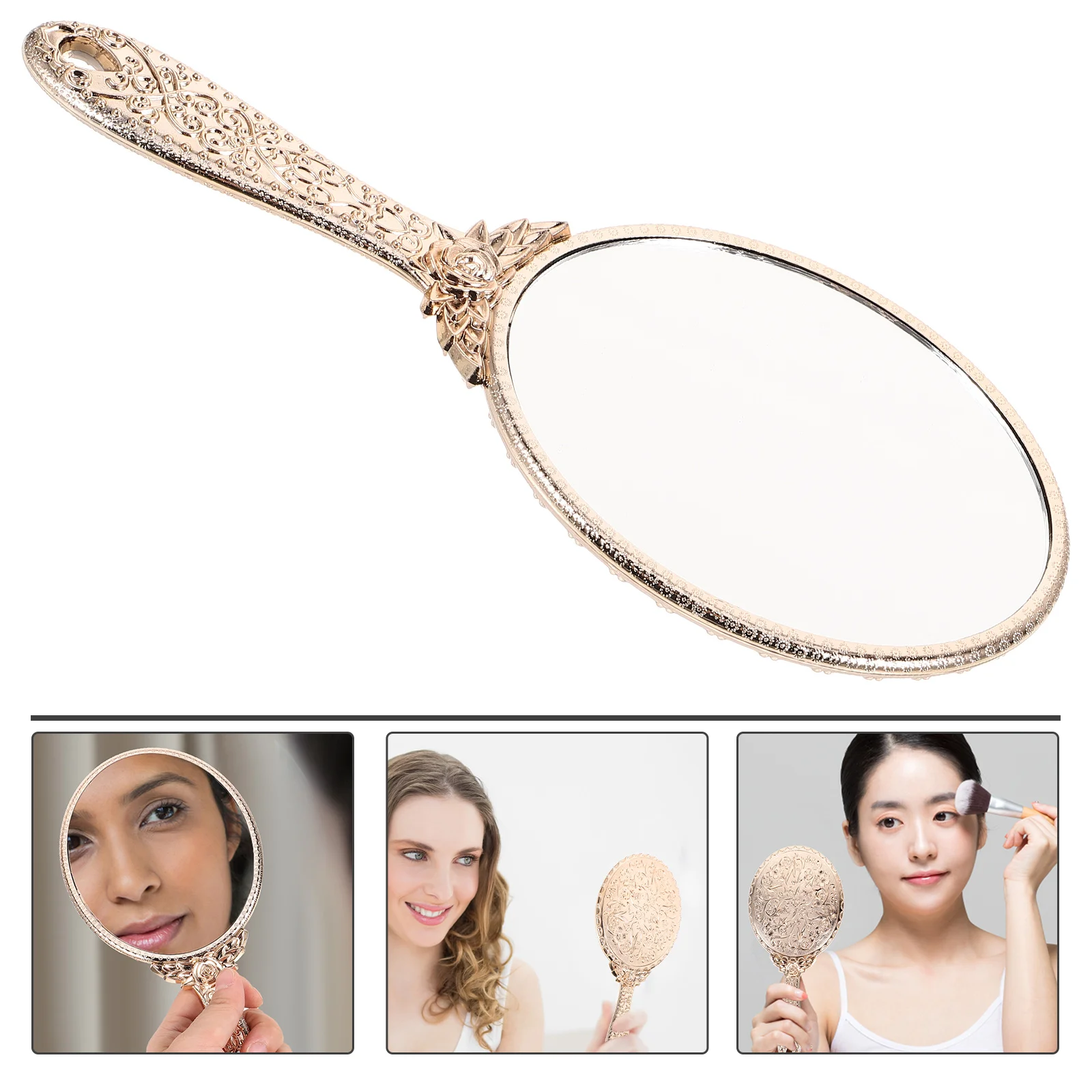 

Vanity Mirror Portable Makeup Girl Travel Vintage Hand Glass Handheld Mirrors
