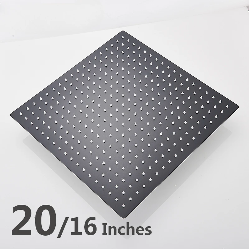 Ультратонкая дождевая насадка для душа матовая черная 16 дюймов