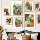 Абстрактная монстерская листва Бохо интерьерное растение Настенная живопись на холсте скандинавские плакаты и принты настенные картины декор для гостиной