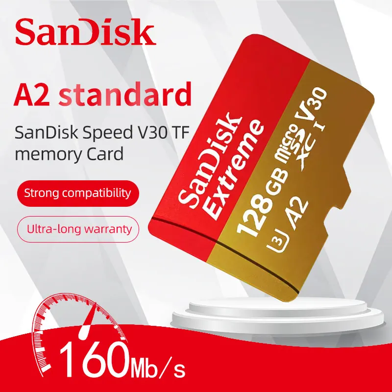 100% Original SanDisk Extreme Memory Card 32GB 64GB 128GB 256GB SDHC Class 10 U3 160M/S Micro SD TF Card