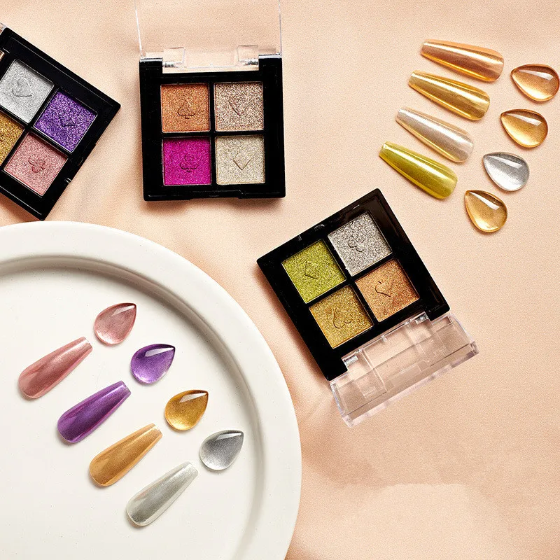 

Metal Magic Mirror Powder Nail Glitter Holographic Chrome Pigment Rubbing Dust With Nail Brush Gel Polish Decoration