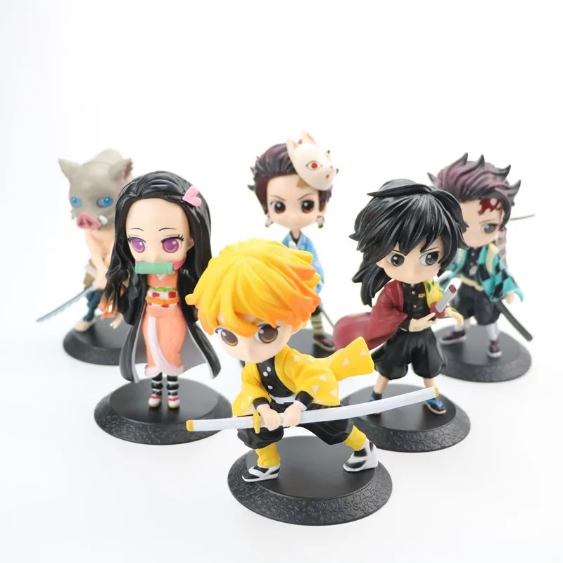 

6pcs/set Demon Slayer Kamado Nezuko Zenitsu Inosuke Giyuu PVC Action Figures Anime Kimetsu No Yaiba Collection Model Toys Gifts