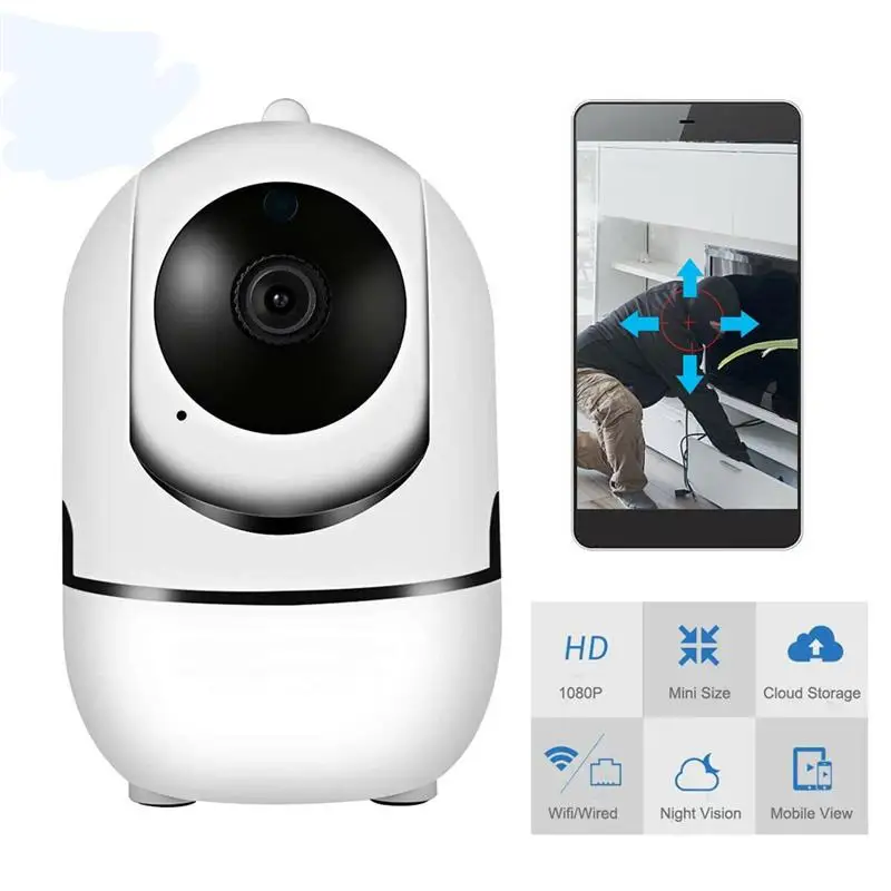 

WiFi Surveillance Camera Wireless Home Cam With Night Vision Security Camera 1080P HD Pet/Baby Monitor With Sound Motion Detect