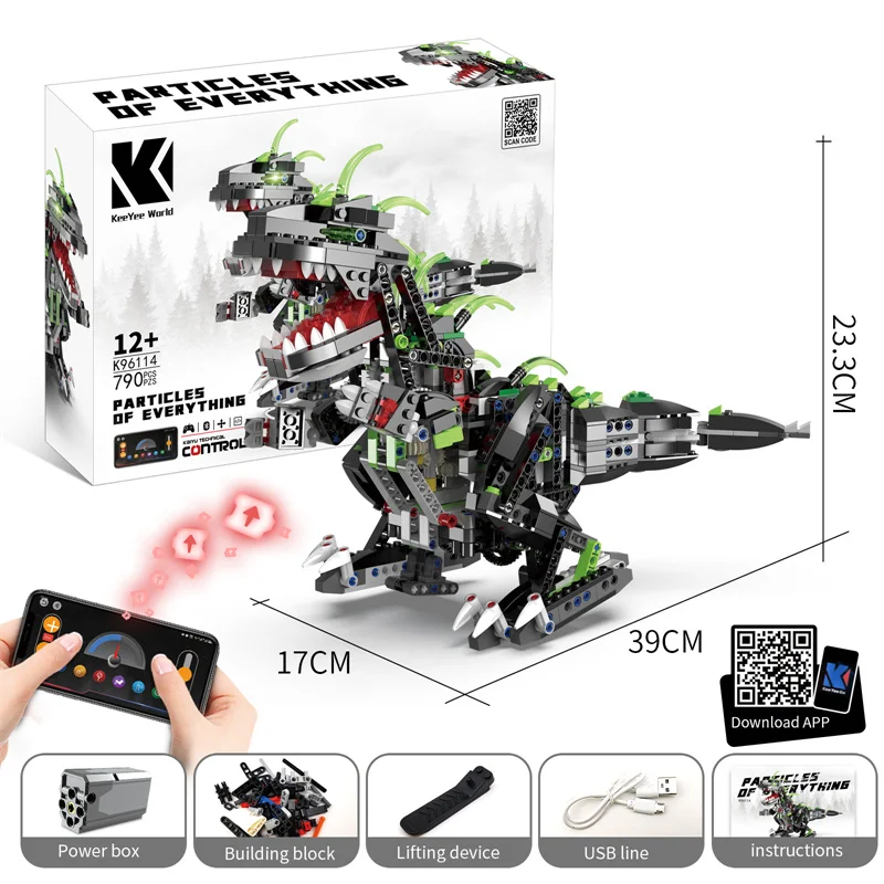 

Электрический робот-конструктор, механический динозавр с дистанционным управлением, Детские сборные игрушки, программа APP, технический тир...