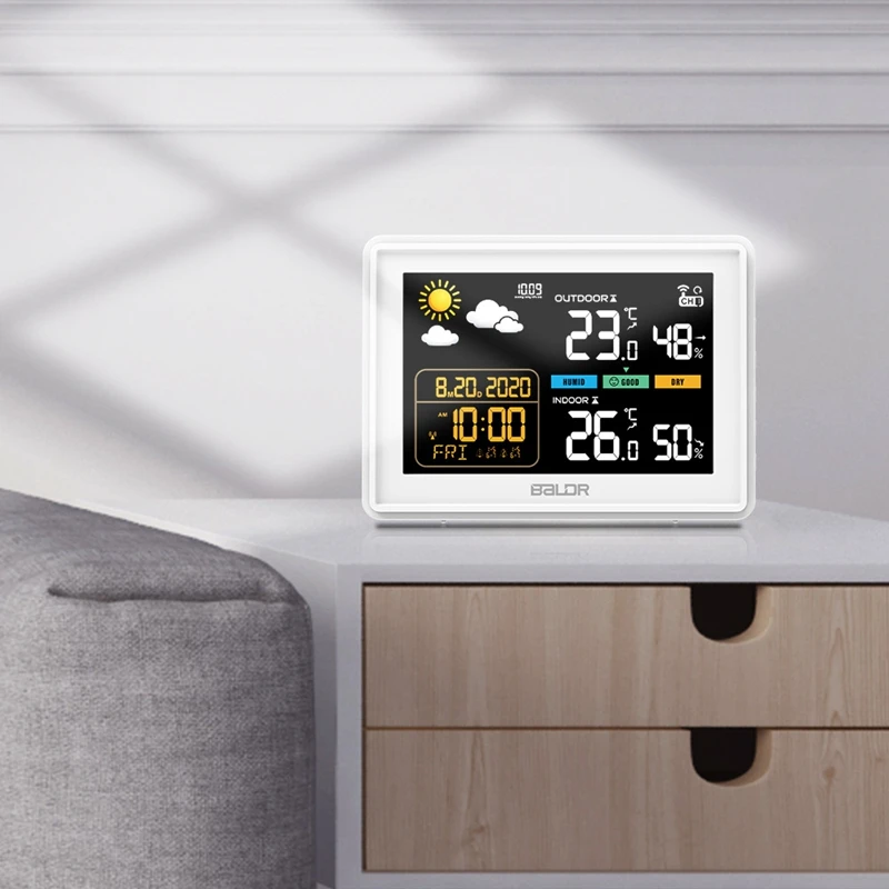 

Новая интеллектуальная беспроводная метеостанция с отрицательным дисплеем, измеритель температуры и влажности, прогноз погоды, двойной будильник