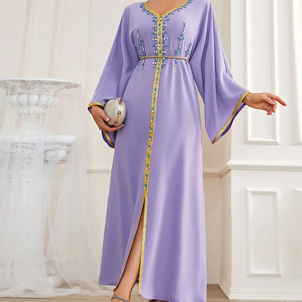 Women Fashion Dubai Abaya Luxury Kaftan Dress Gorgeous Embroidery Vestidos Islamic Robe