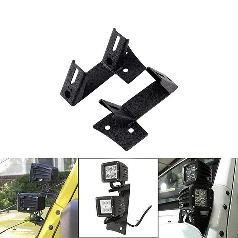 

1 Pair -Pillar Dual LED Work Pod Light Mount Bracket For Jeep Wrangler JK 2007-2017 Accessories