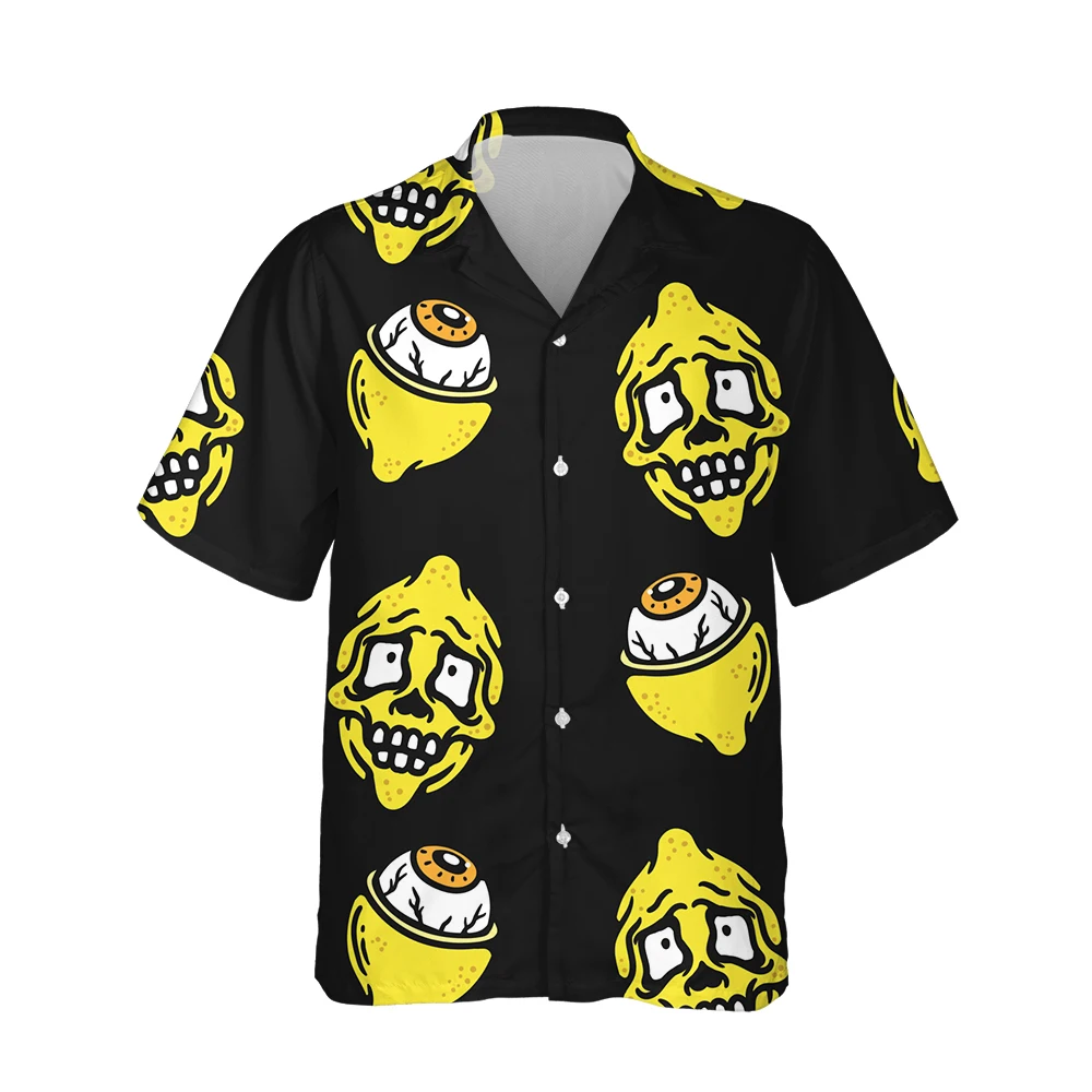 

Jumeast New 3d Creative Horror Lemon Fruit Printed Hawaiian Shirt Men Short Sleeve Streetwear Fashion Shirts for Men Loose Tops