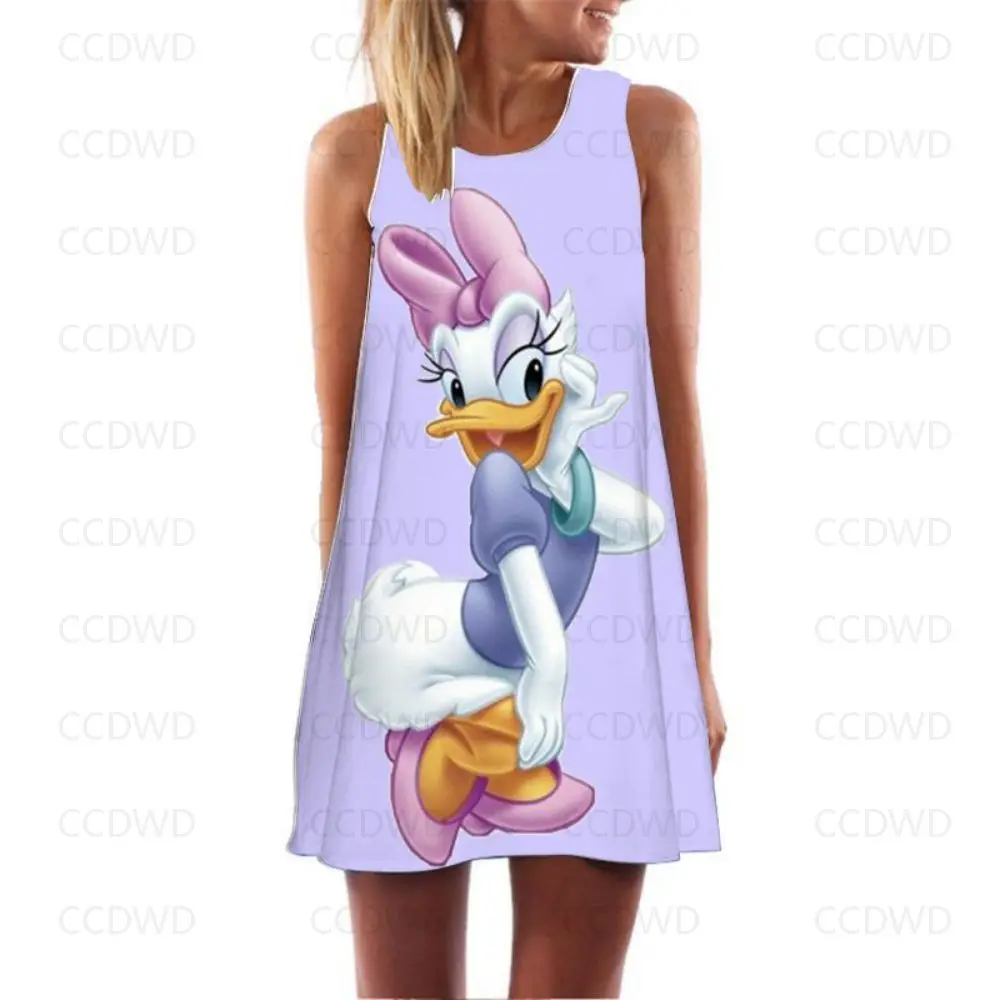 Женское пляжное мини-платье с принтом Минни Маус привлекательное летнее платье