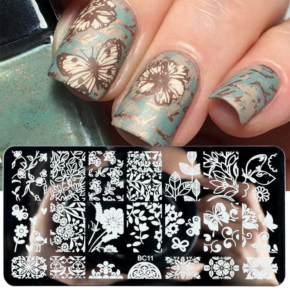 Nail Stamping Plates Lace Petals Butterfly Mandala Plants Abstract Stamp Art Templates Polish Printing Stencils Mold |