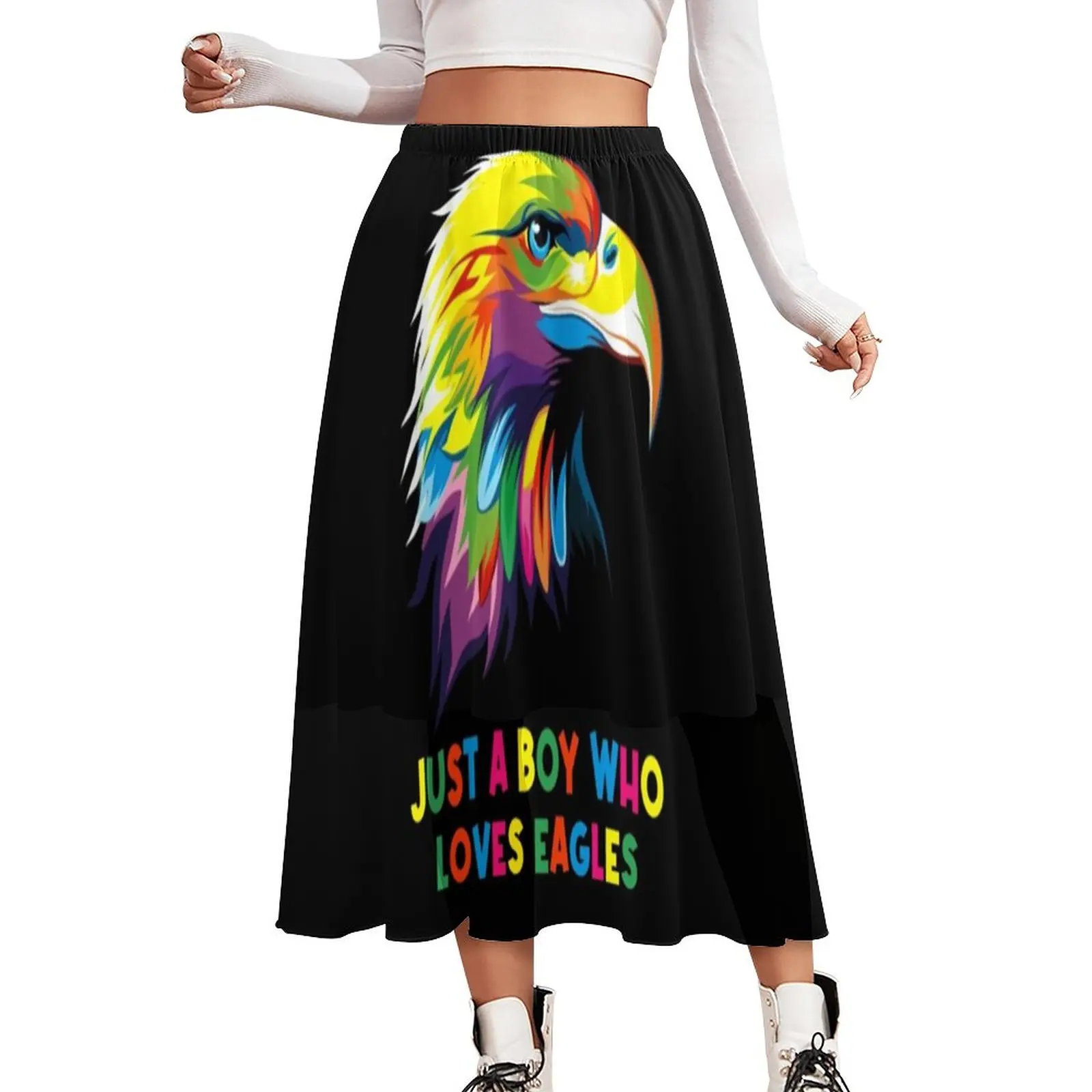 

Just A Boy Who Loves Eagles Vogel Eagle A-Line Dress Skirt Streetwear Long Skirts Female Retro Summer Print Oversize Skirt