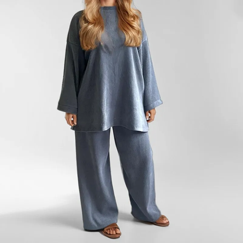 Женский вельветовый комплект из двух предметов повседневный Однотонный пуловер