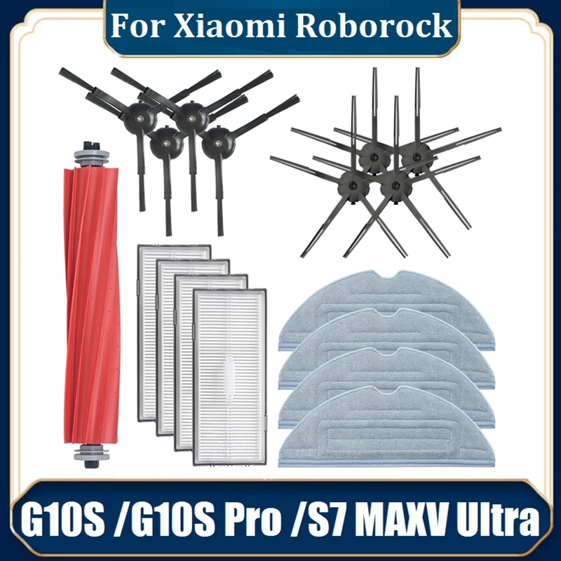 

Сменный комплект для робота-пылесоса Roborock G10S /G10S Pro /S7 MAXV, основная боковая щетка, Hepa фильтр, насадка на швабру