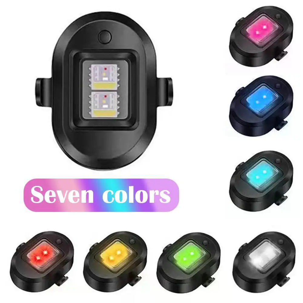 

Universal LED Motorcycle Anti-collision Warning Light Mini Signal Light Drone with Strobe Light 7 Colors Turn Signal Indicator