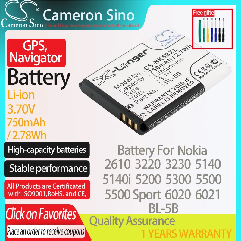 CameronSino Battery for Nokia 2610 3220 3230 5140 5140i 5200