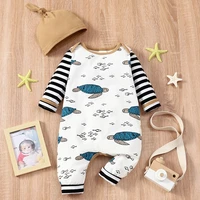 newborn baby clothes spring fall baby jumpsuits striped cartoon turtle long sleeve baby rompershat baby boy girl clothes 0 18m