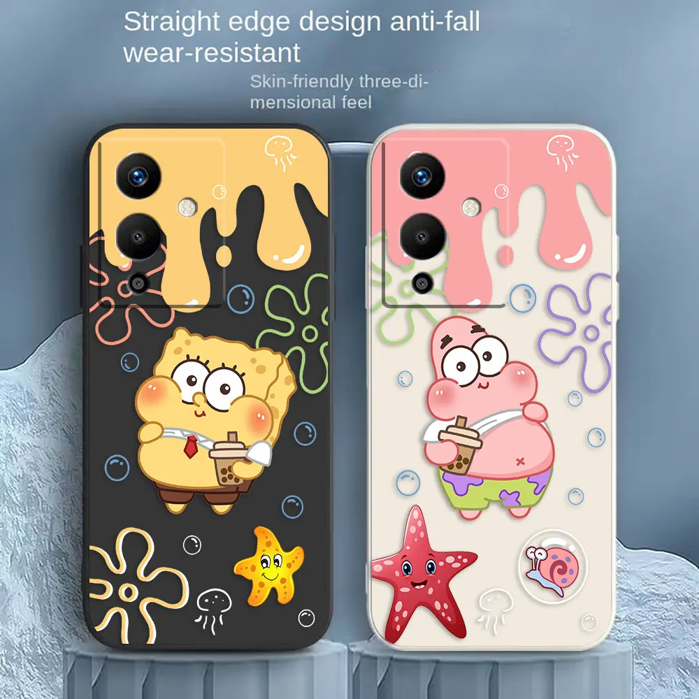 

Funny S-Spongebob Cartoon Phone Case For Infinix SPARK NOTE 10 11 12 G96 8 SMART 5 6 7 POVA 3 4 PRO Silicone Case Funda Shell