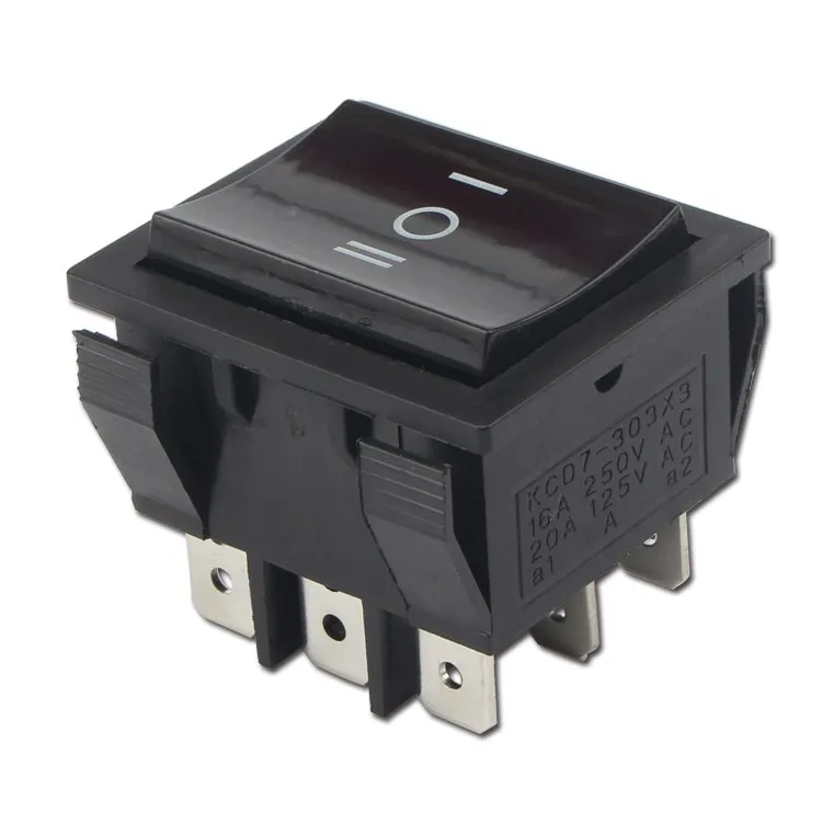 

KCD7-303 perforate 28 x 31 mm 9 pin ON - OFF - ON boat rocker switch power switch