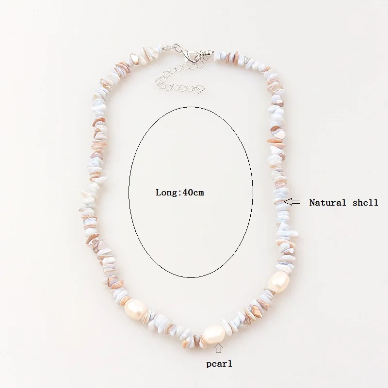 Ожерелье-чокер ручной работы из натуральной ракушки с жемчужными бусинами для