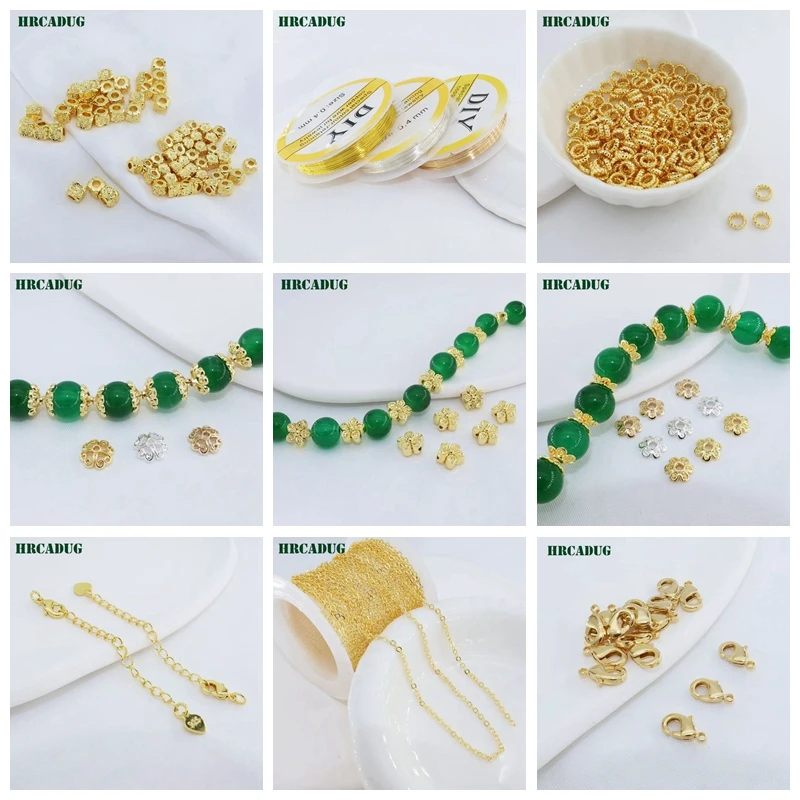 Long 30/35MM Curved Tube 18K Gold Plated Metal Texture Tube Beads For DIY Accessories Necklace Bracelet Jewelry Making Supplies