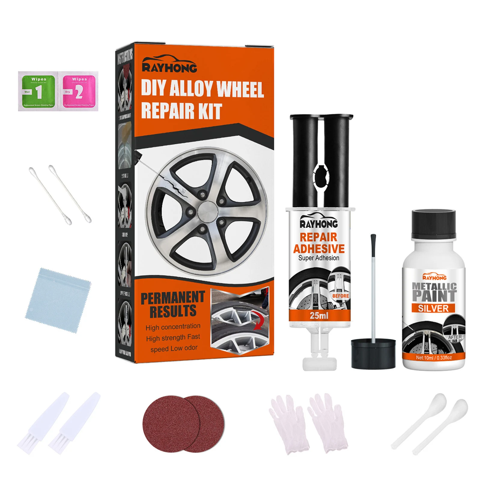 

Wheel Repair Adhesive Kit Effective Alloy Wheel Repair Kit Silver Wheel Paint Fix Curb Rash Touch Up And Paint Rim Surface