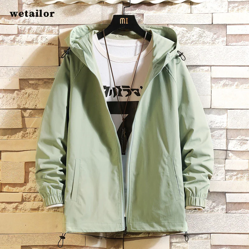 

Casual Design Vintage Green Zip Up Pockets Men Women Pure Color Long Sleeve Jacket Coat