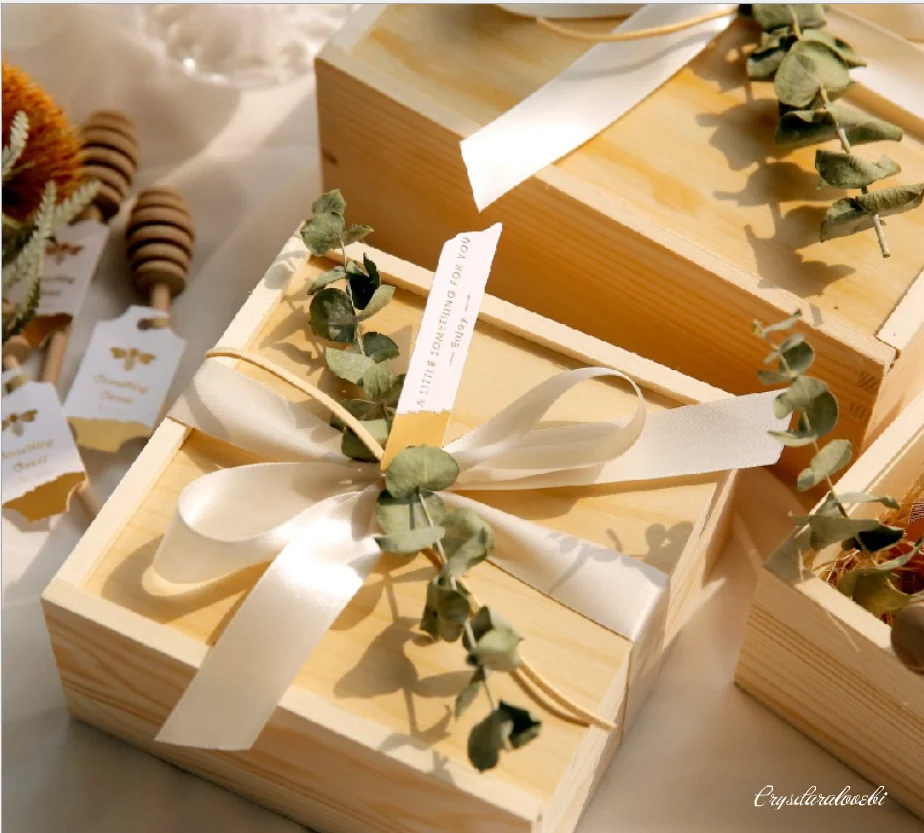 

2Pcs Personalised Wooden Wedding Keepsake Box Wedding Candy BoxRustic Wooden Memory Box Travel Adventure Gifts For Couples