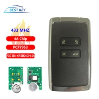 best key 4 buttons smart remote keycar alarm for renault megane 4 keyless go entry car key 434mhz hitag aes pcf7953m 4a chip